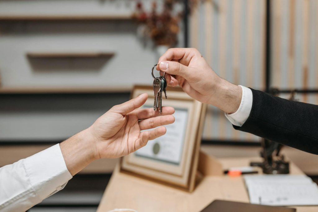 The passing of a set of keys between two individuals